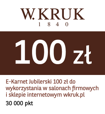 zdjęcie E-Karnet Jubilerski 100 zł do wykorzystania w salonach firmowych i sklepie internetowym wkruk.pl