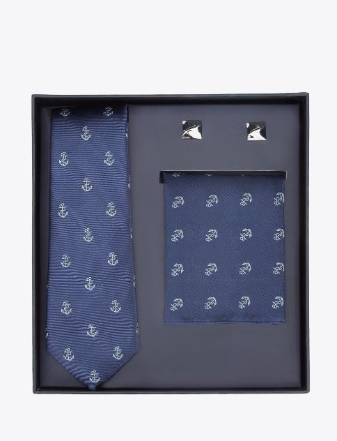 zdjęcie
                     Męski zestaw prezentowy: spinki, krawat i poszetka 91-7Z-003-X3D wittchen